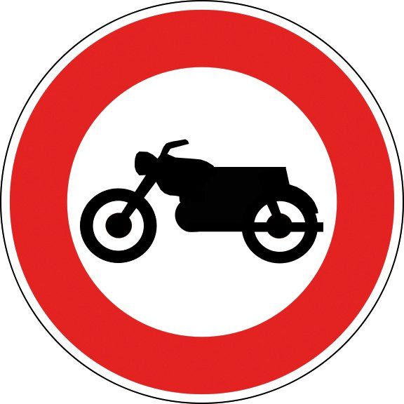 [B9h_0] Panneau Accès interdit aux motocyclettes - B9h (Ø 450 mm, Classe 1)