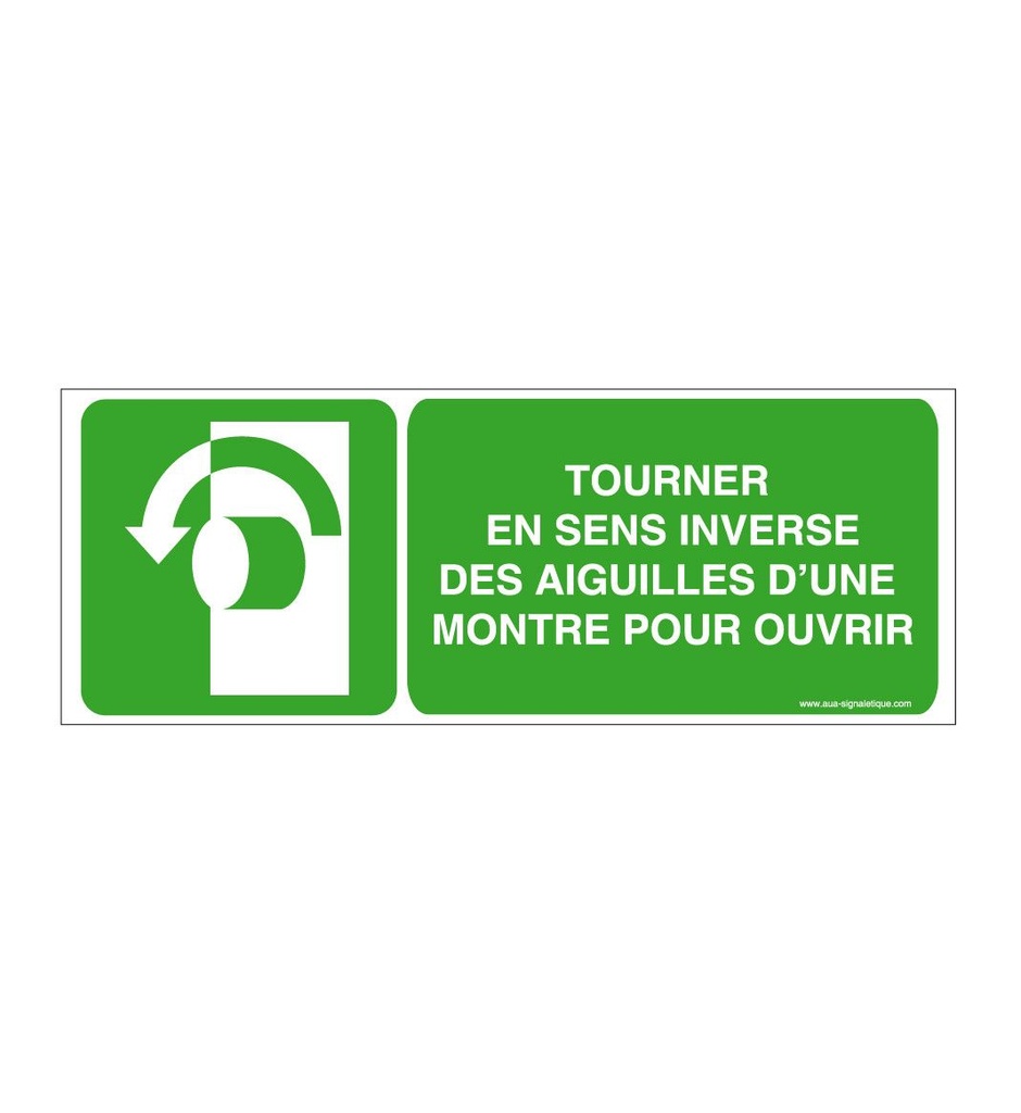 [ISO-E018-B-v-160] Tourner en sens inverse des aiguilles d'une montre pour ouvrir E018-B (160 x 60 mm, Vinyle Autocollant)