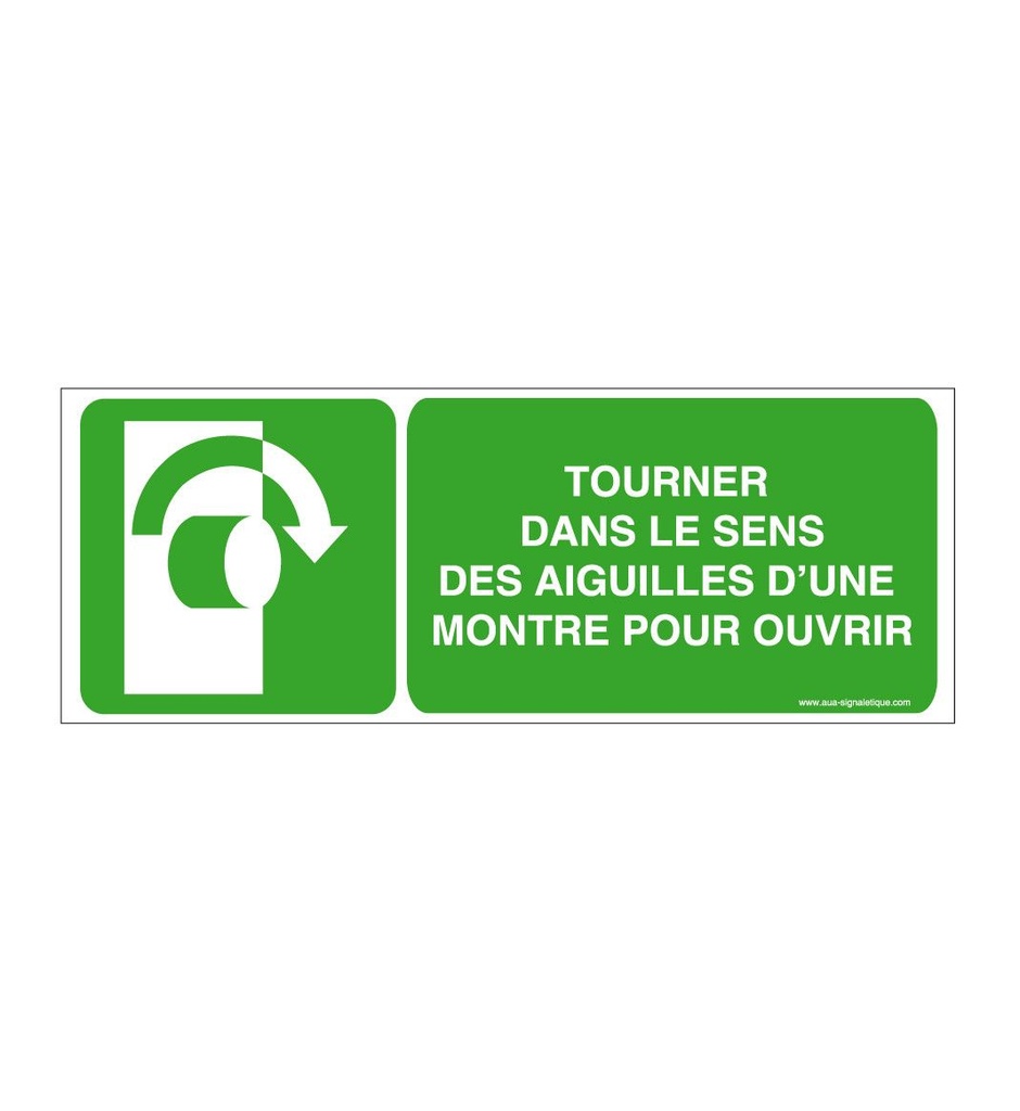 [ISO-E019-B-v-160] Tourner dans le sens des aiguilles d'une montre pour ouvrir E019-B (160 x 60 mm, Vinyle Autocollant)