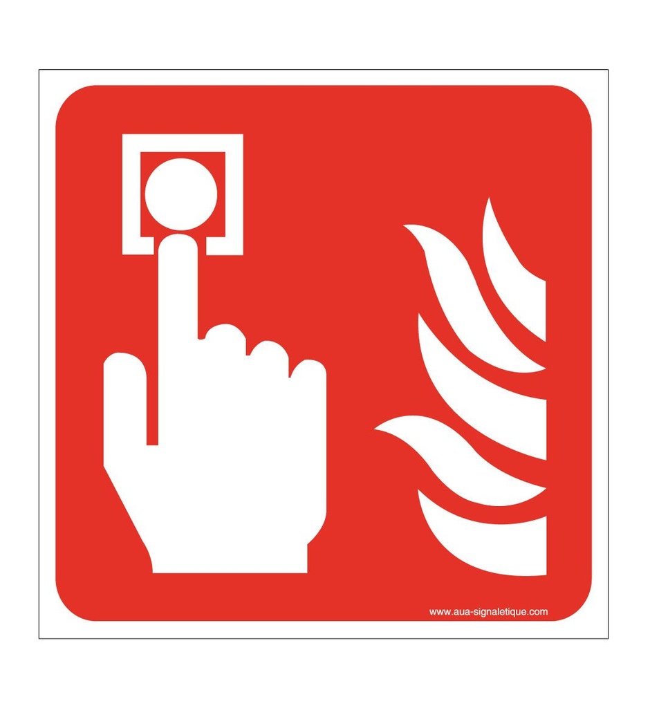 [ISO-F005-CA-v-130x130] Point d'alarme incendie F005 (130 x 130 mm, Vinyle Autocollant)
