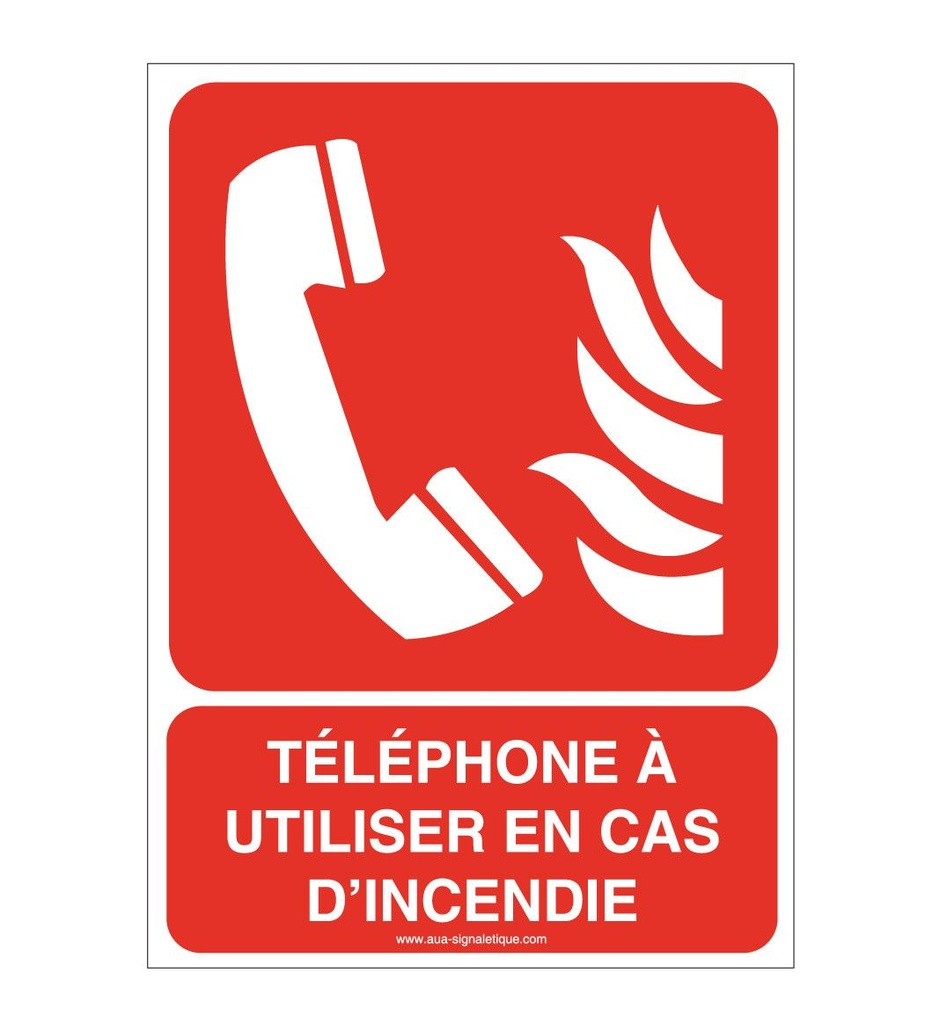 [ISO-F006-AI-v-75] Téléphone à utiliser en cas d'incendie F006-AI (75 x 105 mm, Vinyle Autocollant)