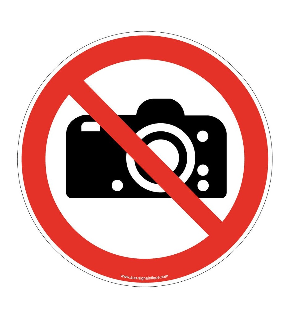 [ISO-P029-R-v-130] Interdiction de photographier P029 (Ø 130 mm, Vinyle Autocollant)