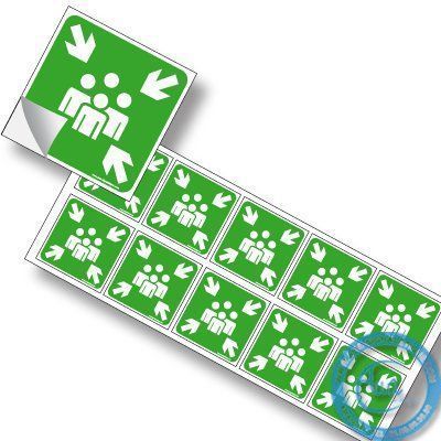 [PEV10] Pictogrammes adhésifs en planches. Pictogrammes Evacuation (Planche 10 pictogrammes de 40 x 40 mm)