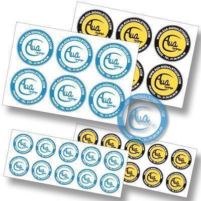 [PLOG10] Pictogrammes adhésifs en planches. Votre Logo (Planche 10 pictogrammes de Ø 40 mm)