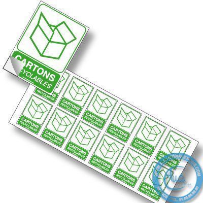 [PREC12] Pictogrammes adhésifs en planches. Panneau Recyclage & Décheteries (Planche 12 pictogrammes 36 x 50 mm)