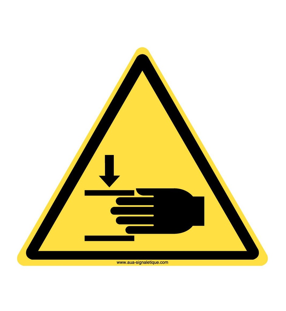 [ISO-W024-T-v-130x130] Danger, Ecrassement des mains W024 (130 x 130 mm, Vinyle Autocollant)