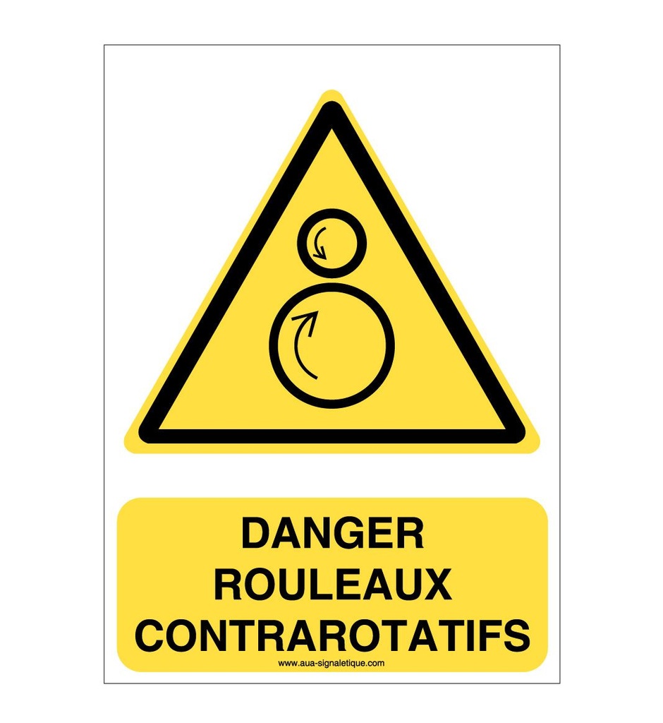 [ISO-W025-AI-v-75] Danger, Rouleaux contrarotatifs W025-AI (75 x 105 mm, Vinyle Autocollant)