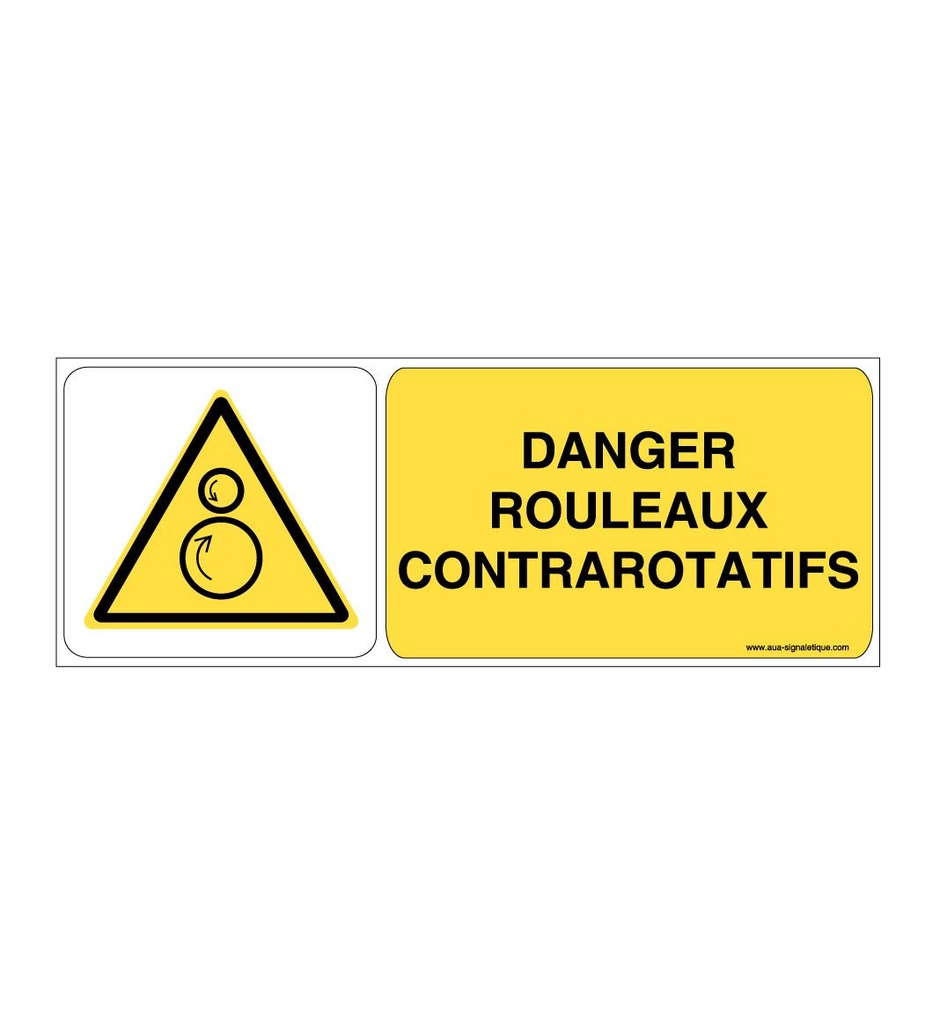 [ISO-W025-B-v-160] Danger, Rouleaux contrarotatifs W025-B (160 x 60 mm, Vinyle Autocollant)