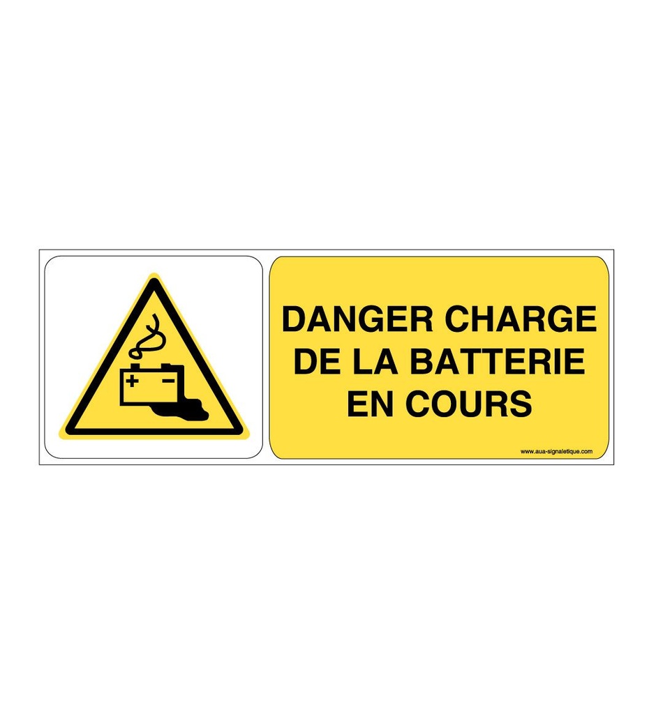 [ISO-W026-B-v-160] Danger, Charge de la batterie en cours W026-B (160 x 60 mm, Vinyle Autocollant)