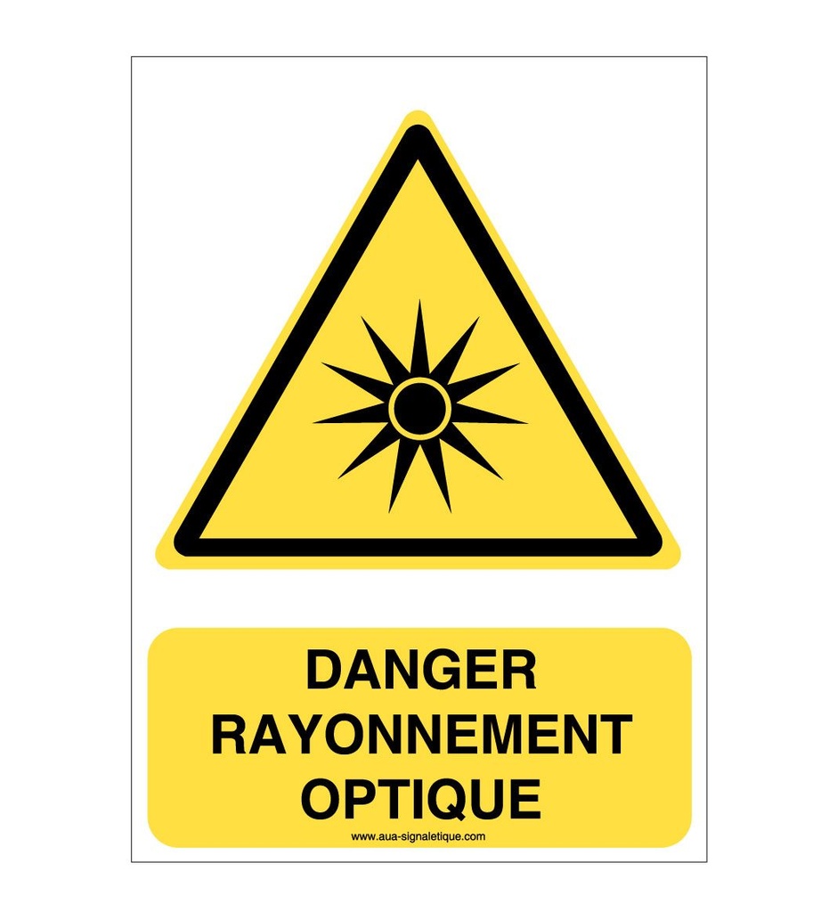 [ISO-W027-AI-v-75] Danger, Rayonnement optique W027-AI (75 x 105 mm, Vinyle Autocollant)