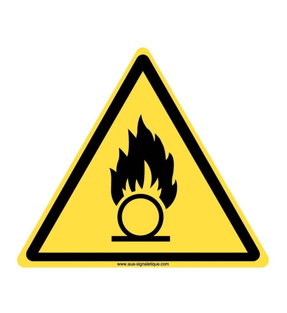 [ISO-W028-T-v-130x130] Danger Substances comburantes W028 (130 x 130 mm, Vinyle Autocollant)
