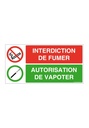 Panneau Interdiction de Fumer, Autorisation de Vapoter