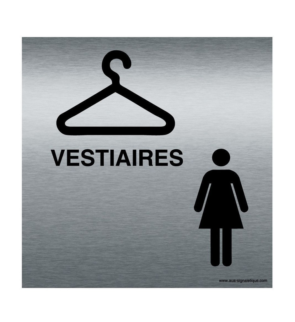 [7422-F_100] Plaque Alu Brossé Vestiaires Femmes, Picto (100 x 100 mm)