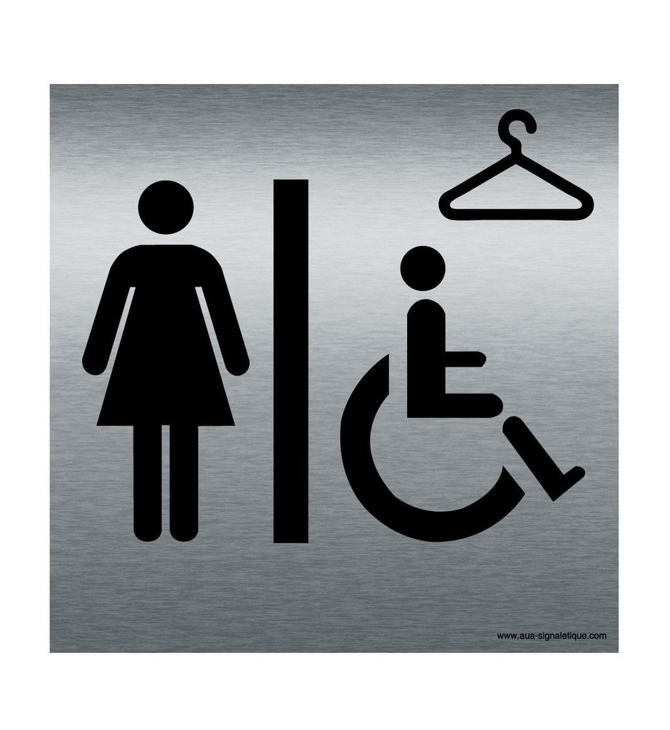 [7423-F_100] Plaque Alu Brossé Vestiaires Personnel Femmes (100 x 100 mm)