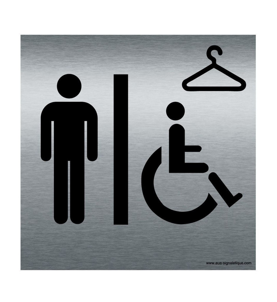 [7425-F_100] Plaque Alu Brossé Vestiaires Personnel Hommes (100 x 100 mm)