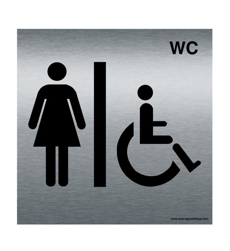 [7426-F_100] Plaque Alu Brossé WC PMR Femmes (100 x 100 mm)