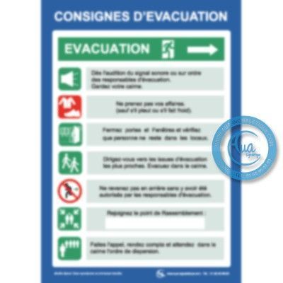 [2092-F_6] Consignes de Sécurité Évacuation (A3 300 x 420 mm, Vinyle Autocollant)
