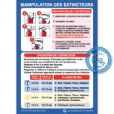 [2105-F_6] Consignes de Sécurité Manipulation Extincteurs (A3 300 x 420 mm, Vinyle Autocollant)
