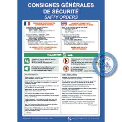 [2203-F_6] Consignes de sécurité 2 langues (A3 300 x 420 mm, Vinyle Autocollant)
