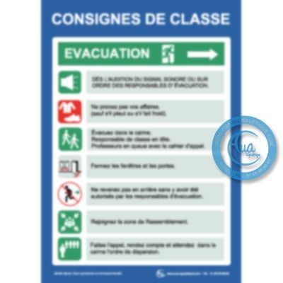[2502-F_6] Consignes salle de classe (A3 300 x 420 mm, Vinyle Autocollant)