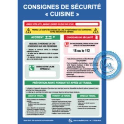 [2505-F_6] Consignes cuisine (A3 300 x 420 mm, Vinyle Autocollant)