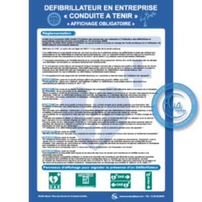 [2089-F_6] Consignes Défibrillateur (A3 300 x 420 mm, Vinyle Autocollant)