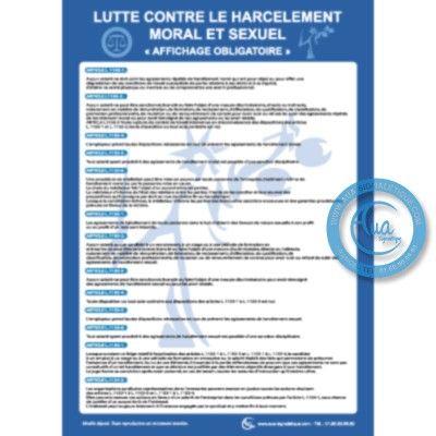 [2094-F_6] Consignes Lutte contre le Harcèlement Moral et Sexuel (A3 300 x 420 mm, Vinyle Autocollant)