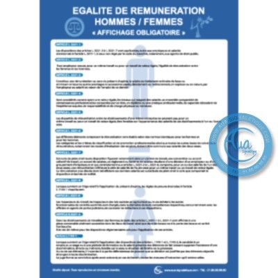 [2115-F_6] Consignes Égalité de Rémunération entre les Hommes et les Femmes (A3 300 x 420 mm, Vinyle Autocollant)