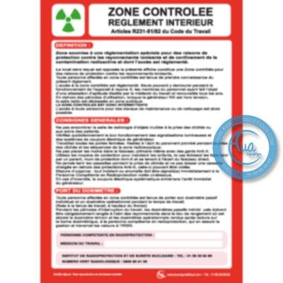 [2124-F_6] Consigne Générales de Sécurité Zone contrôlée (A3 300 x 420 mm, Vinyle Autocollant)