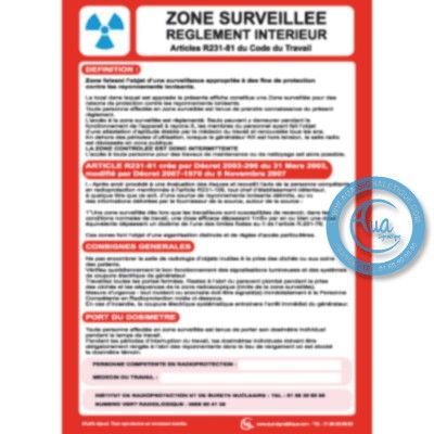 [2125-F_6] Consigne Générales de Sécurité Zone surveillée (A3 300 x 420 mm, Vinyle Autocollant)