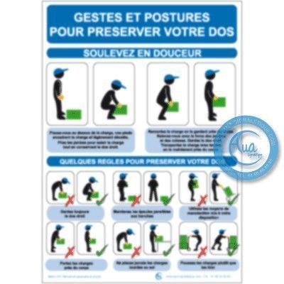 [2107-F_6] Consignes de Sécurité Mon Dos (A3 300 x 420 mm, Vinyle Autocollant)