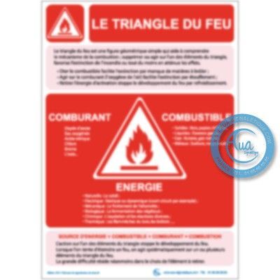 [2122-F_6] Consigne Générales de Sécurité Triangle du feu (A3 300 x 420 mm, Vinyle Autocollant)