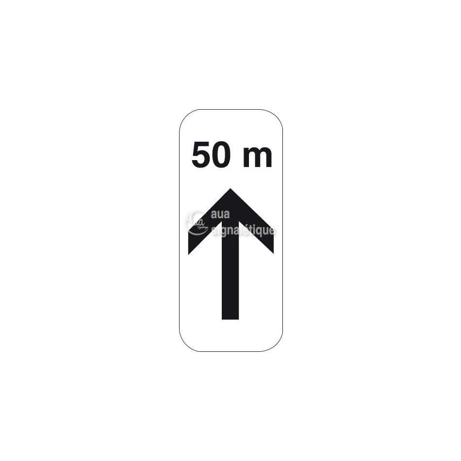 [M8a-bis] Panonceau flèche de section avec distance - M8a-bis (350 x 150 mm, Classe 1)