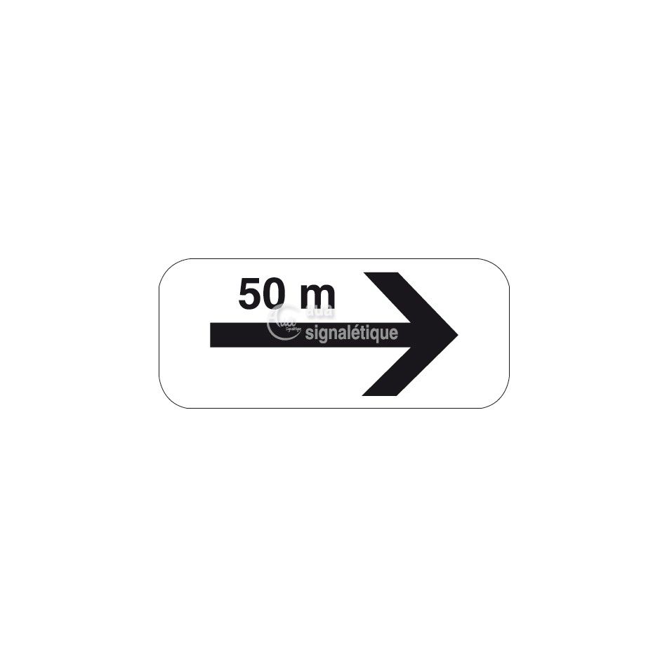 [M8d-bis] Panonceau flèche de section avec distance - M8d-bis (350 x 150 mm, Classe 1)