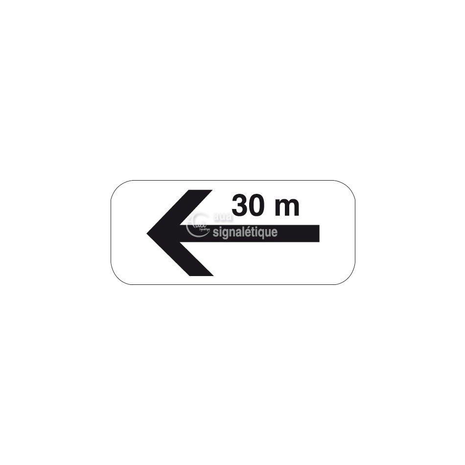[M8e-bis] Panonceau flèche de section avec distance - M8e-bis (350 x 150 mm, Classe 1)
