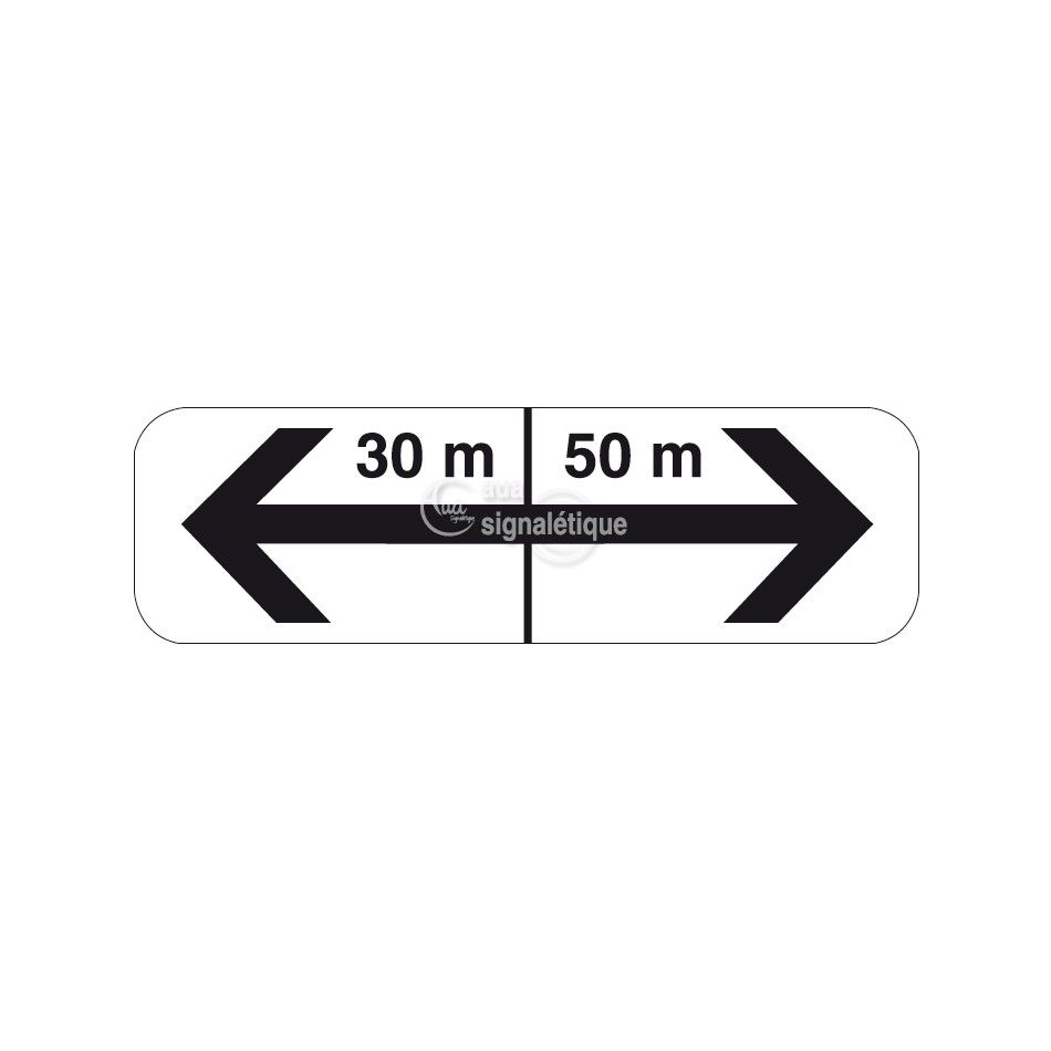 [M8f-bis] Panonceau flèches de section avec distances - M8f-bis (350 x 150 mm, Classe 1)