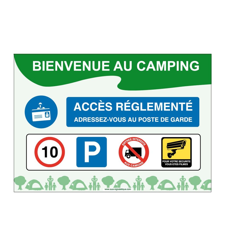 [4636-AP-v-300x210] Panneau Bienvenue au Camping (300 x 210 mm, Vinyle Autocollant)