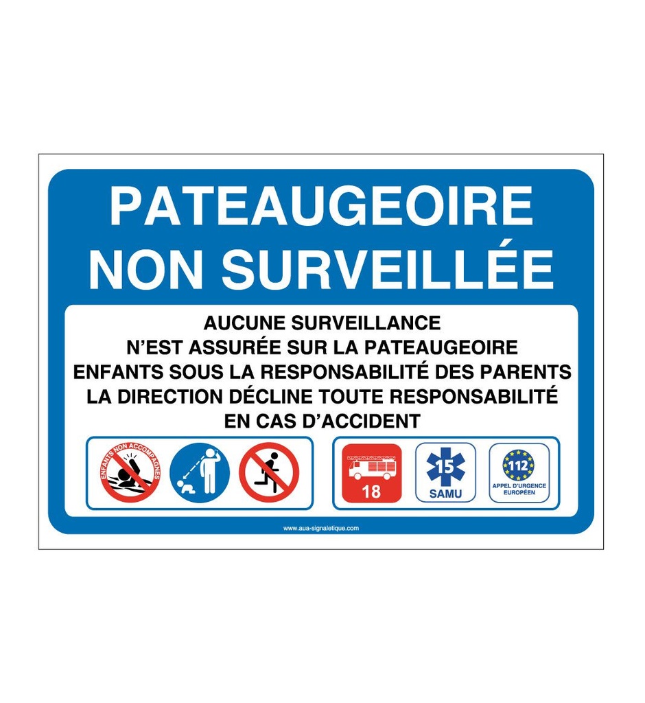 [4634-AP-v-300x210] Panneau Pataugeoire Non Surveillée 02 (300 x 210 mm, Vinyle Autocollant)