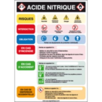 [3635-AI_0] Consignes produit acide nitrique (A3 300 x 420 mm, Vinyle Autocollant)