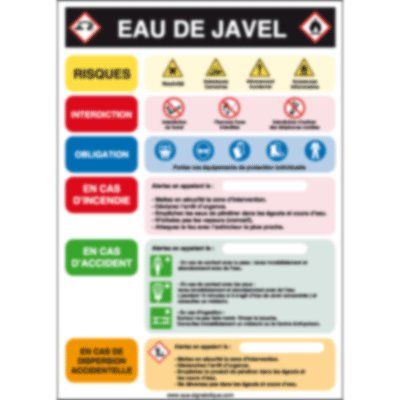 [3633-AI_0] Panneau produit eau de javel - V (A3 300 x 420 mm, Vinyle Autocollant)