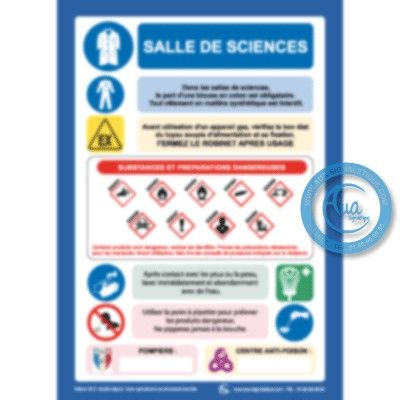 [2504-F_0] Consignes salle de sciences (A3 300 x 420 mm, Vinyle Autocollant)