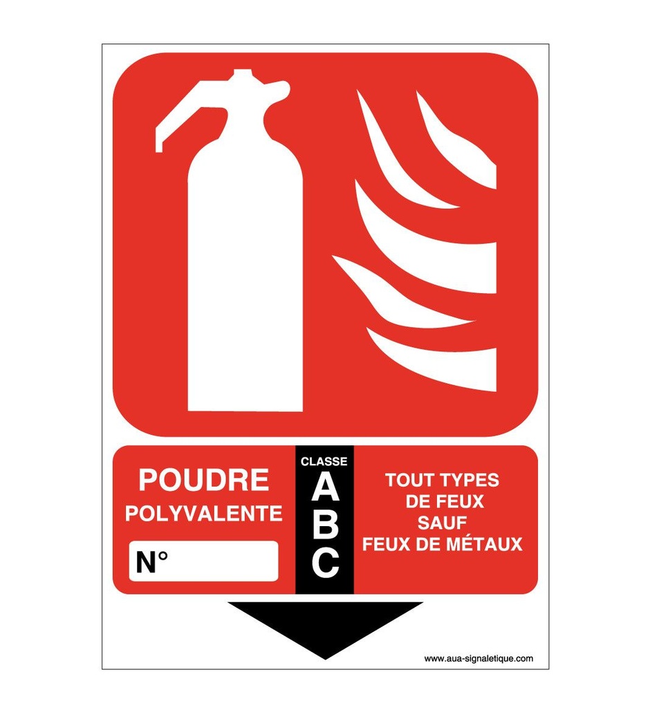 [2904-AP-v-150] Panneau Extincteur Classe Poudre ABC (150 x 105 mm, Vinyle Autocollant)