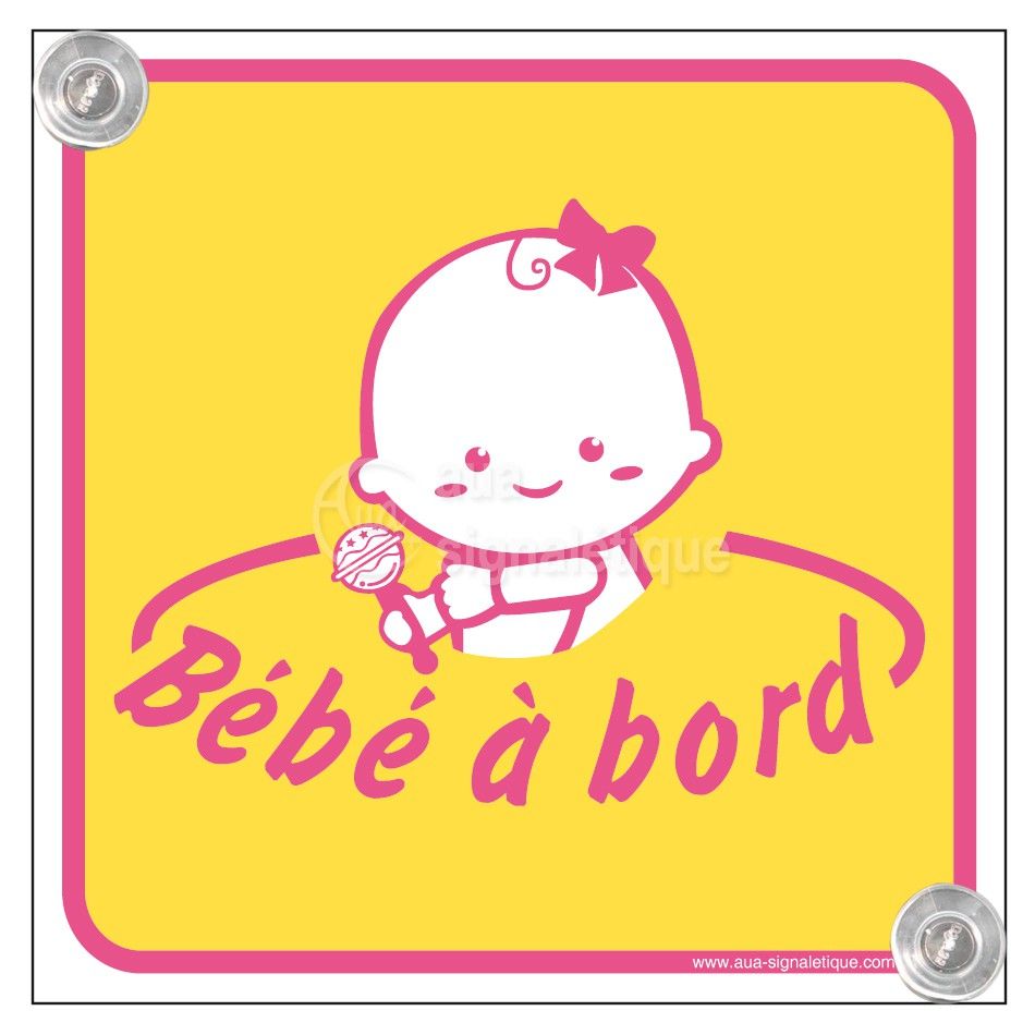 [1632162-p-250] Kit panneau ventouse - Bébé à bord (250 x 250 mm, Kit panneau PVC 1.5 mm + 2 ventouses)