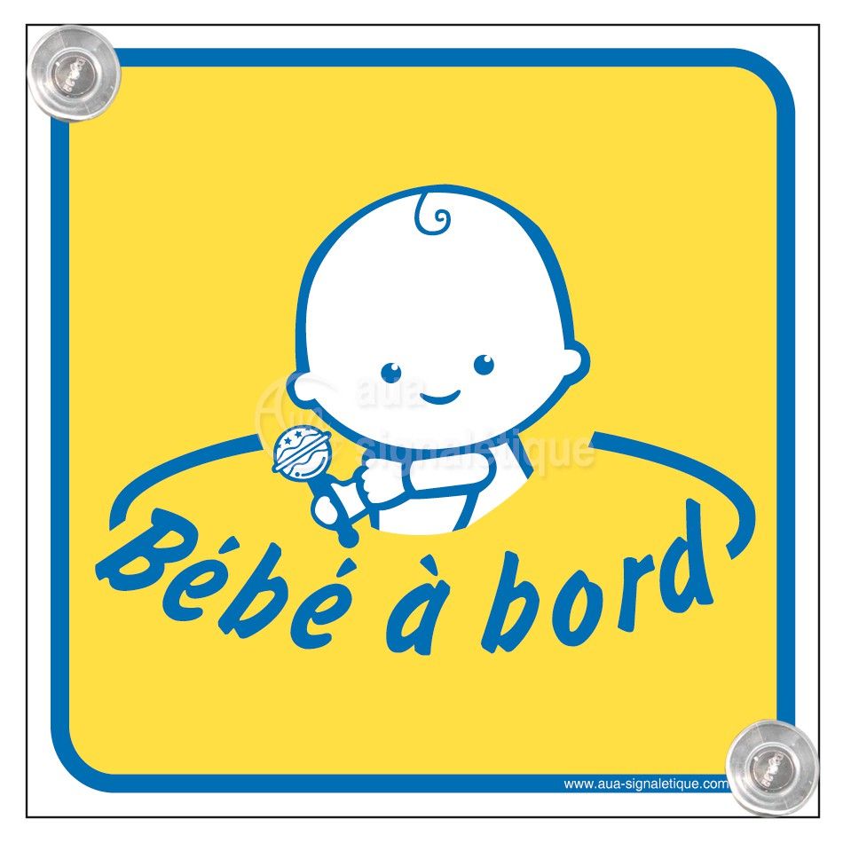 [1632162-p-250] Kit panneau ventouse - Bébé à bord V2 (250 x 250 mm, Kit panneau PVC 1.5 mm + 2 ventouses)