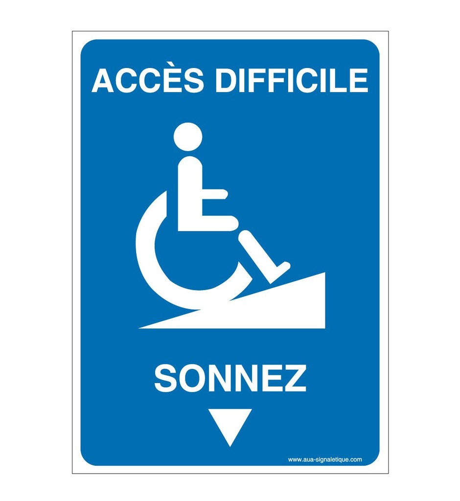 [1632190-v-75x105] Panneau Accès difficile - Sonnez-AI (75 x 105 mm, Vinyle Autocollant)