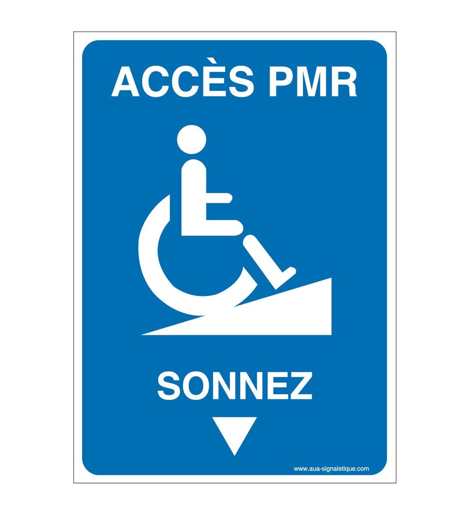 [1632193-v-75x105] Panneau Accès PMR - Sonnez-AI (75 x 105 mm, Vinyle Autocollant)
