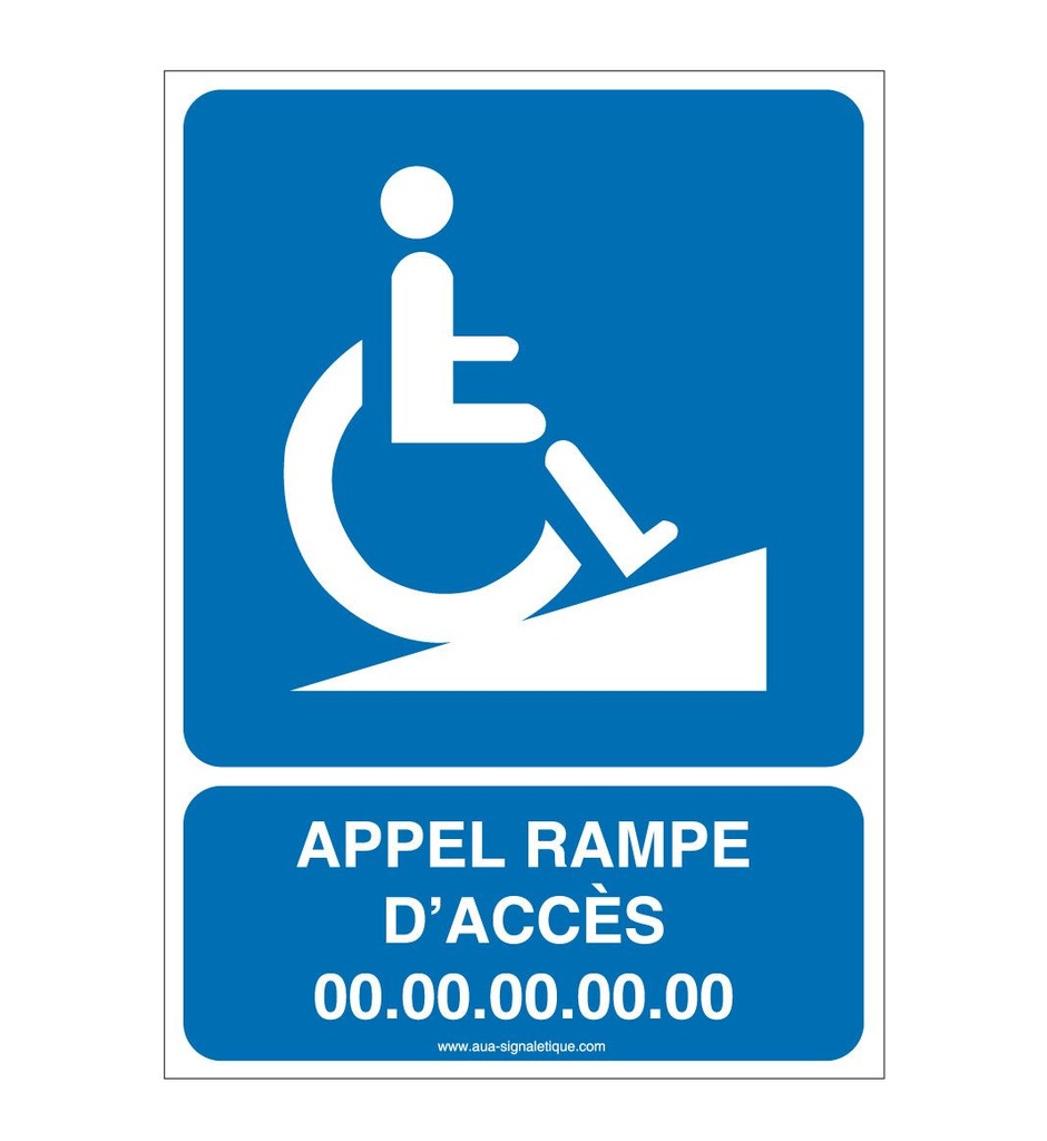 [1632195-v-75x105] Panneau Appel rampe d'accès - AI (75 x 105 mm, Vinyle Autocollant)