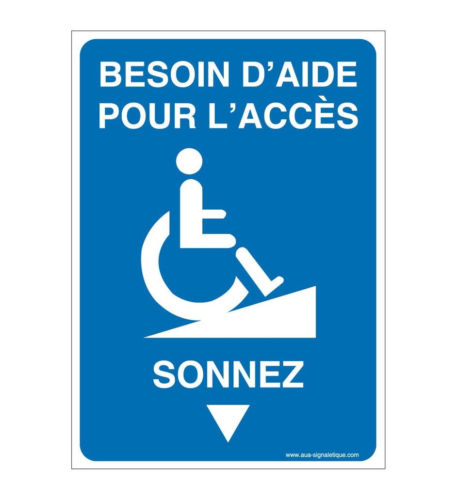 [1632196-v-75x105] Panneau Besoin d'aide - Sonnez-AI (75 x 105 mm, Vinyle Autocollant)