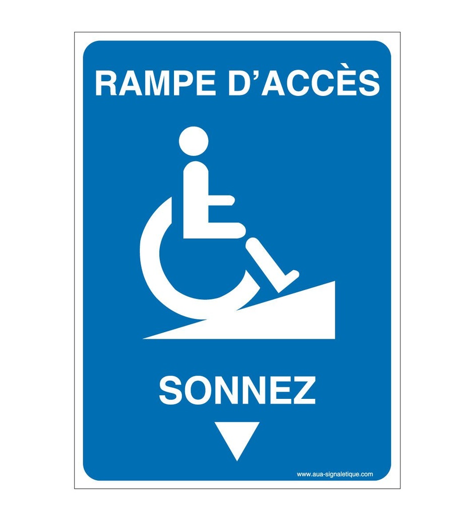 [1632197-v-75x105] Panneau Rampe d'accès - Sonnez-AI (75 x 105 mm, Vinyle Autocollant)