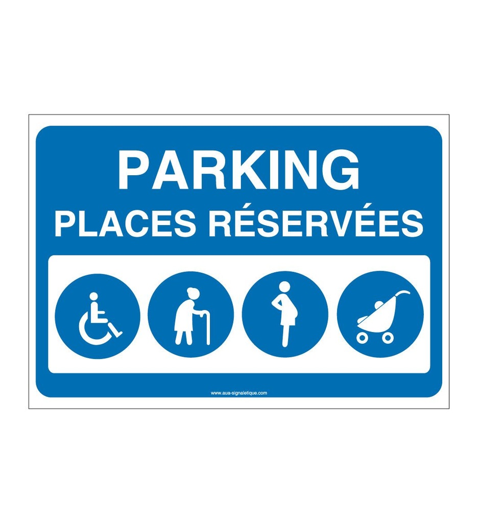 [1632204-v-150] Panneau Parking places réservées - AP (150 x 105 mm, Vinyle Autocollant)